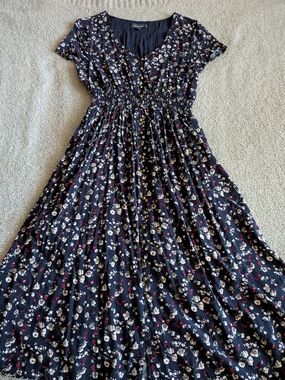 ModCloth Navy Floral Midi Dress